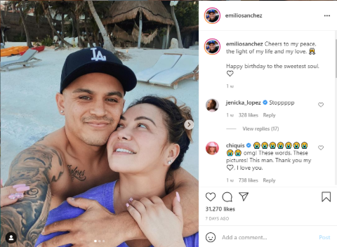 Emilio Sanchez's Instagram post snip.