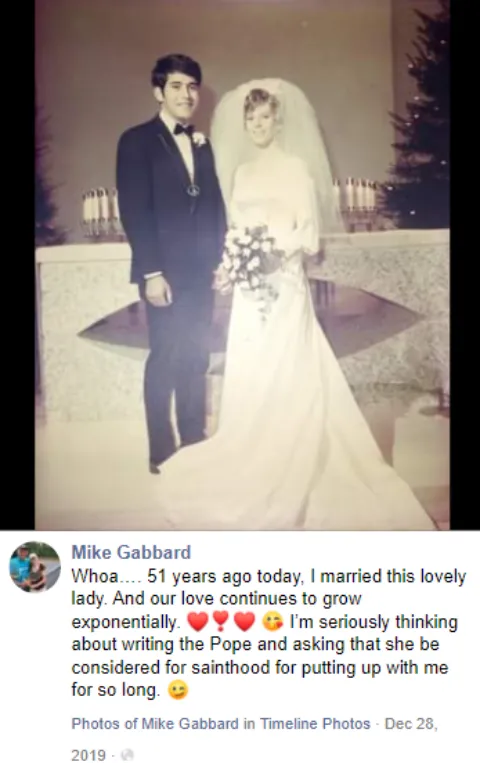 Mike Gabbard Wishes His Wife on their 51th Wedding Anniversary.